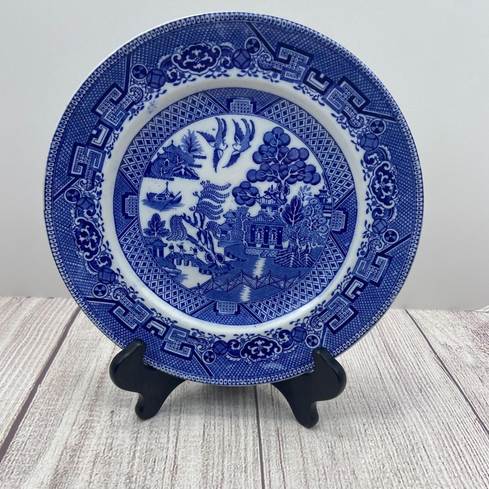 Grimwades England Ye Olde Willow Dinner Plate 10-1/8" Traditional Blue & White